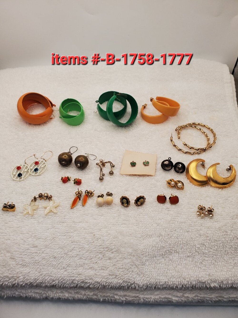 19 Pair of  Pierced Earrings, items # B -1758-1777., wt. 105 grams.